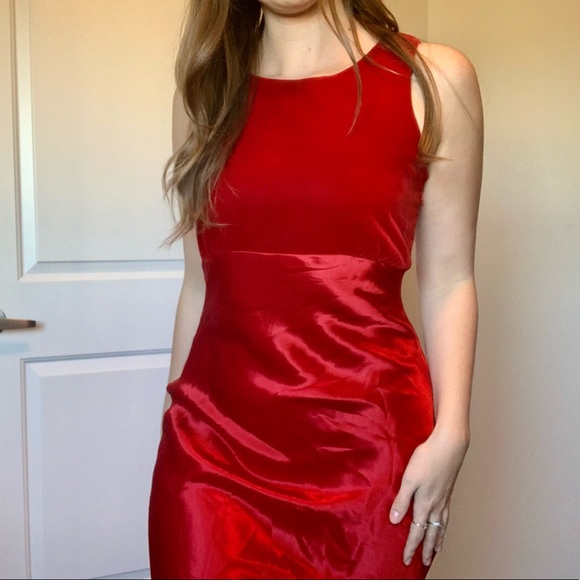 Vintage Red Velvet & Satin Maxi Dress - Picture 3 of 15